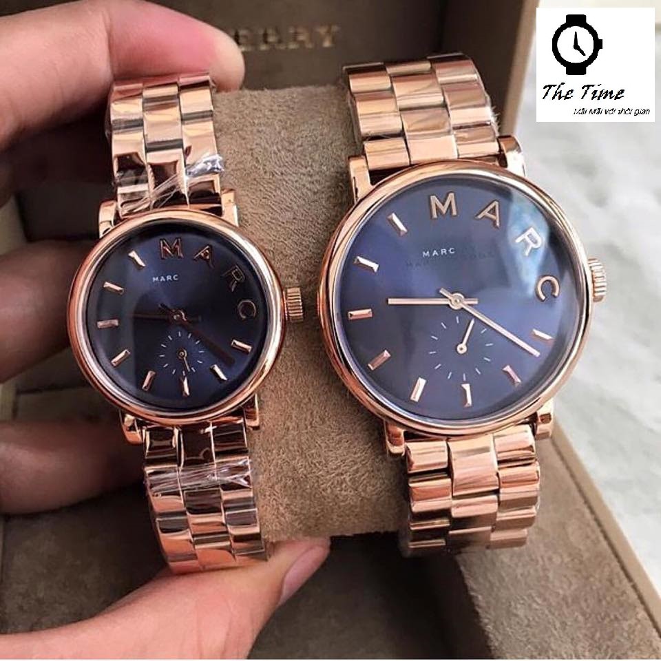 Đồng hồ đôi nam nữ Marc Jacobs Baker Rose Gold Watch MBM3332 28mm & MBM3330 36mm. 5ATM.