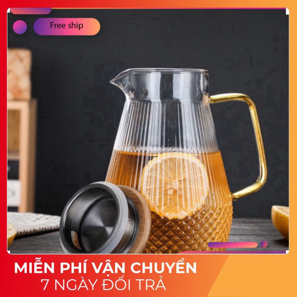 Bình thuỷ tinh nắp inox 1600ml, Chịu nhiệt cao lên tới 400 độ C, An toàn tiện lợi và sang trọng