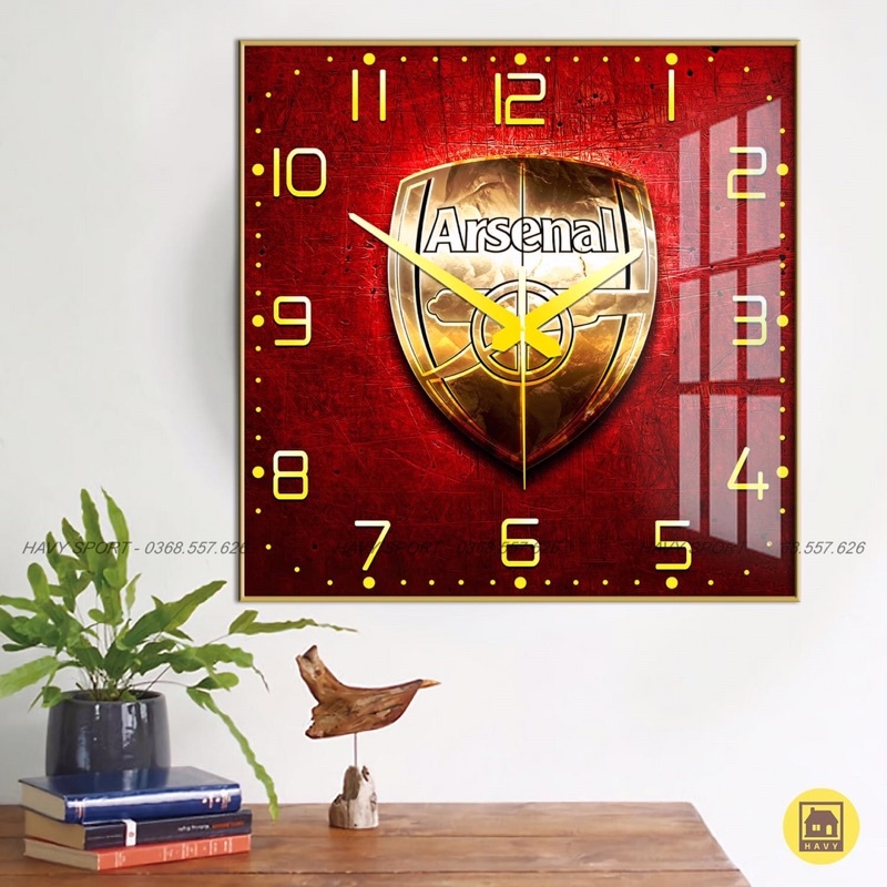 Đồng hồ arsenal tráng gương vuông