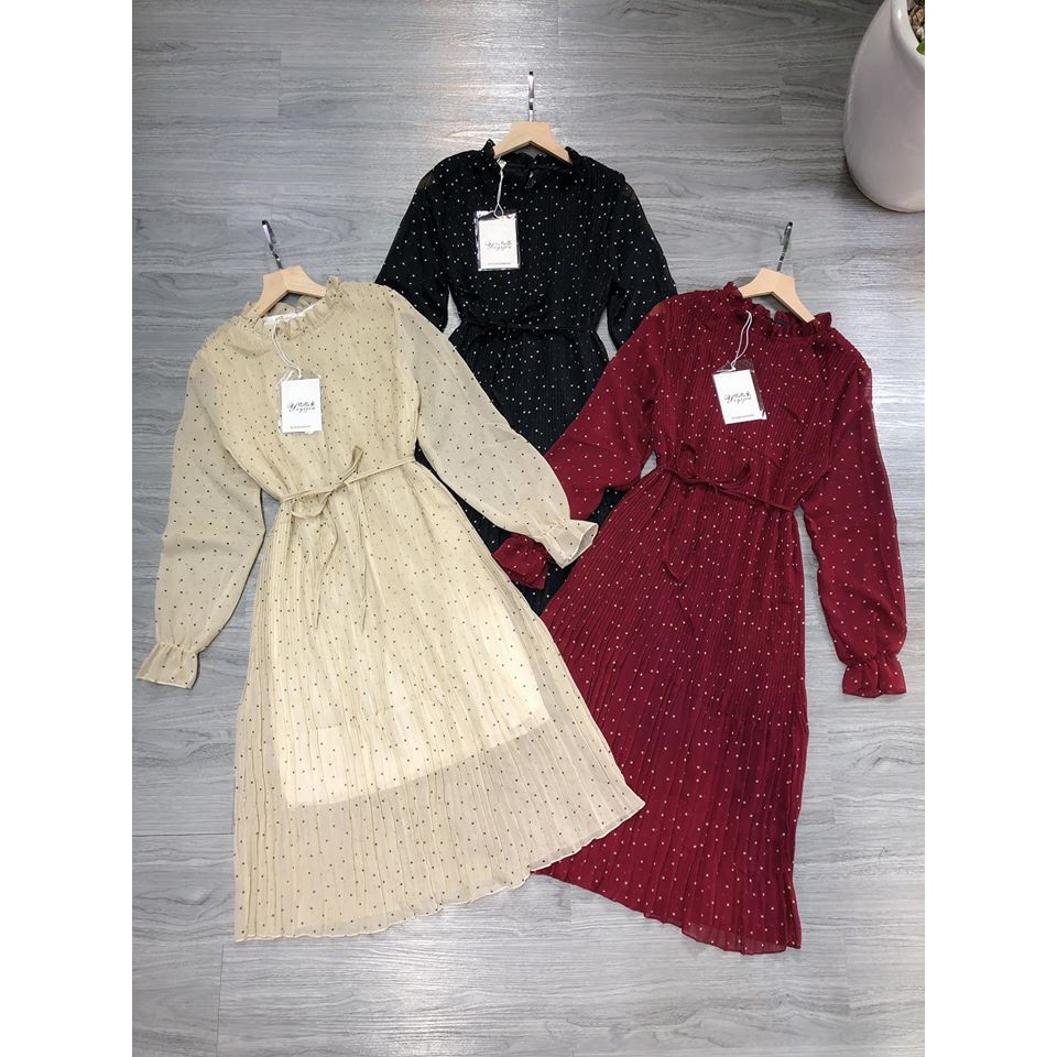 VÁY CHẤM bi thắt dây eo xếp li (kèm ảnh thật,video) | BigBuy360 - bigbuy360.vn