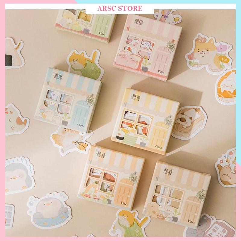 Set 45 nhãn dán ArsC Store xinh xắn trang trí nhật ký