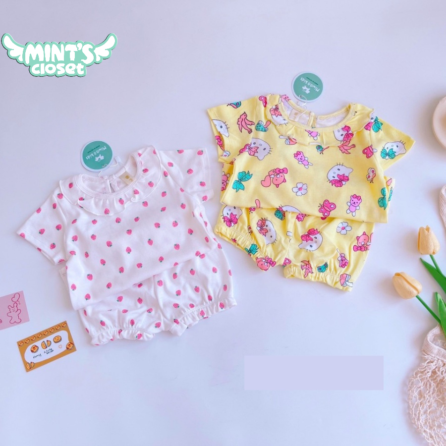 Đồ bộ bozip họa tiết bo chun cho bé gái 1 2 3 4 5 tuổi MINTSCLOSET Mint's Closet - DB8068