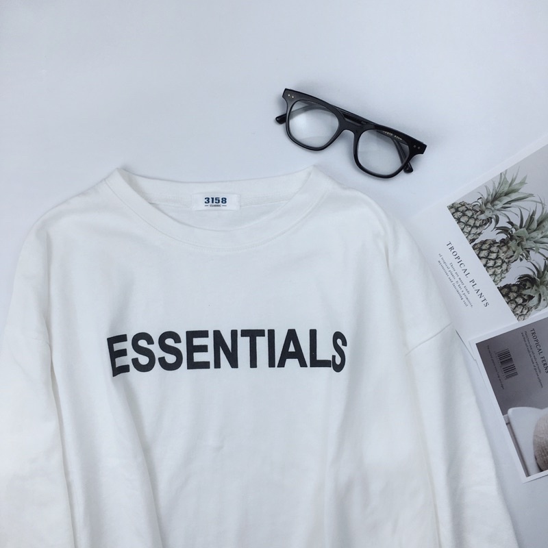 Áo thun tay dài form rộng nam nữ unisex ESENTIAL mặc đôi mặc nhóm, áo phông dài tay 3 màu trắng đen nâu từ 40-70kg | BigBuy360 - bigbuy360.vn
