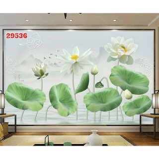 tranh dán tường hoa sen 3d