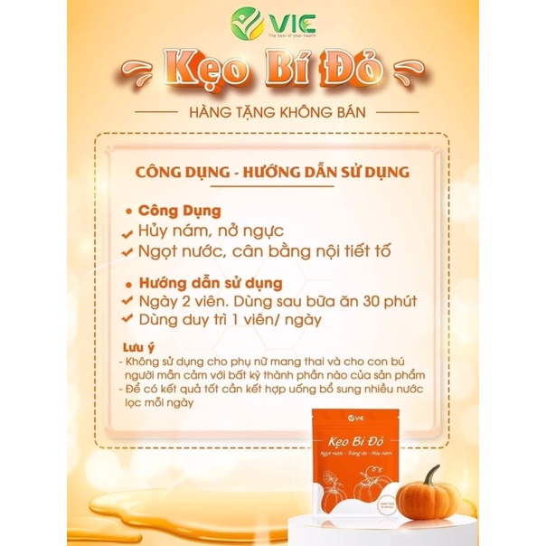 Kẹo bí đỏ vic (1 túi 10viên) chính hãng dùng kèm kẹo dứa tăng hiệu quả