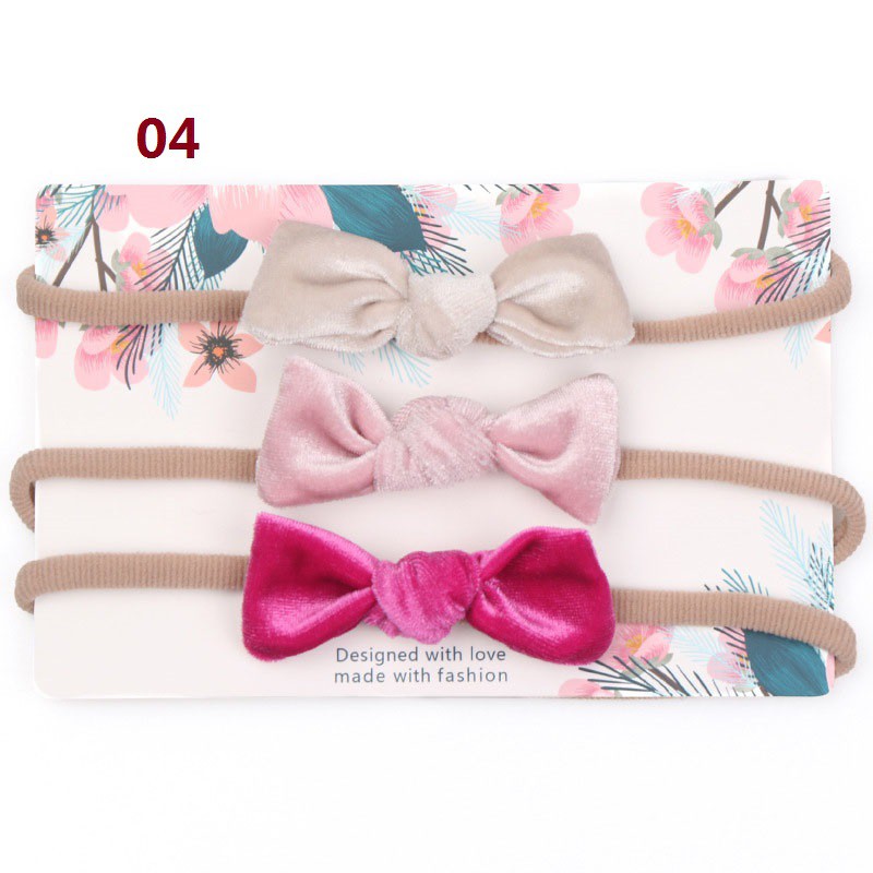 Set 3 băng đô phối nơ dễ thương cho bé gái