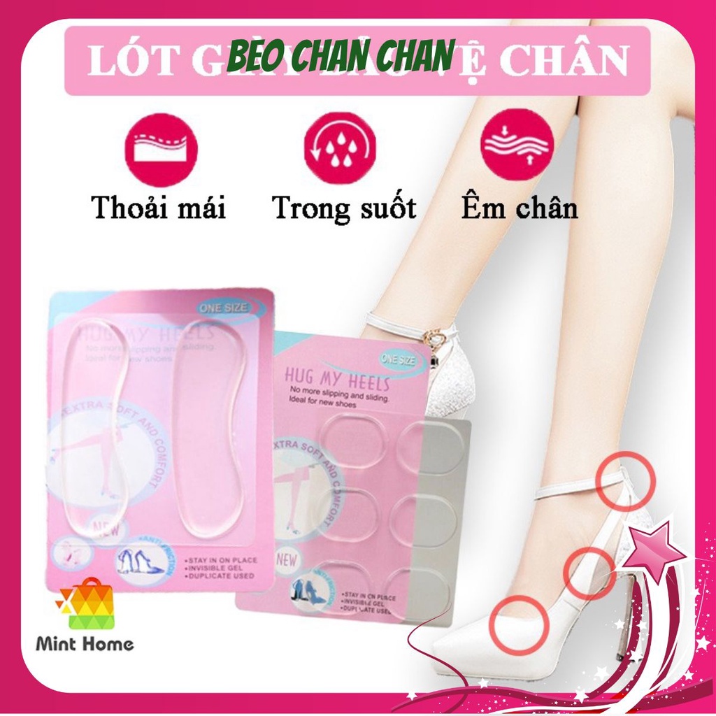 Miếng lót gót giày silicon cho giày cao gót nữ, thể thao nam, chống rộng, đau chân, bảo vệ gót chân, tăng size (bộ 2)