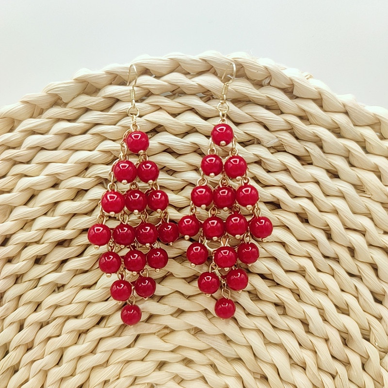 Bông Tai Chuỗi Hạt Tua Rua Dáng Dài Nhiều Màu Sắc Phong Cách Bohemian Thời Trang Cho Nữ