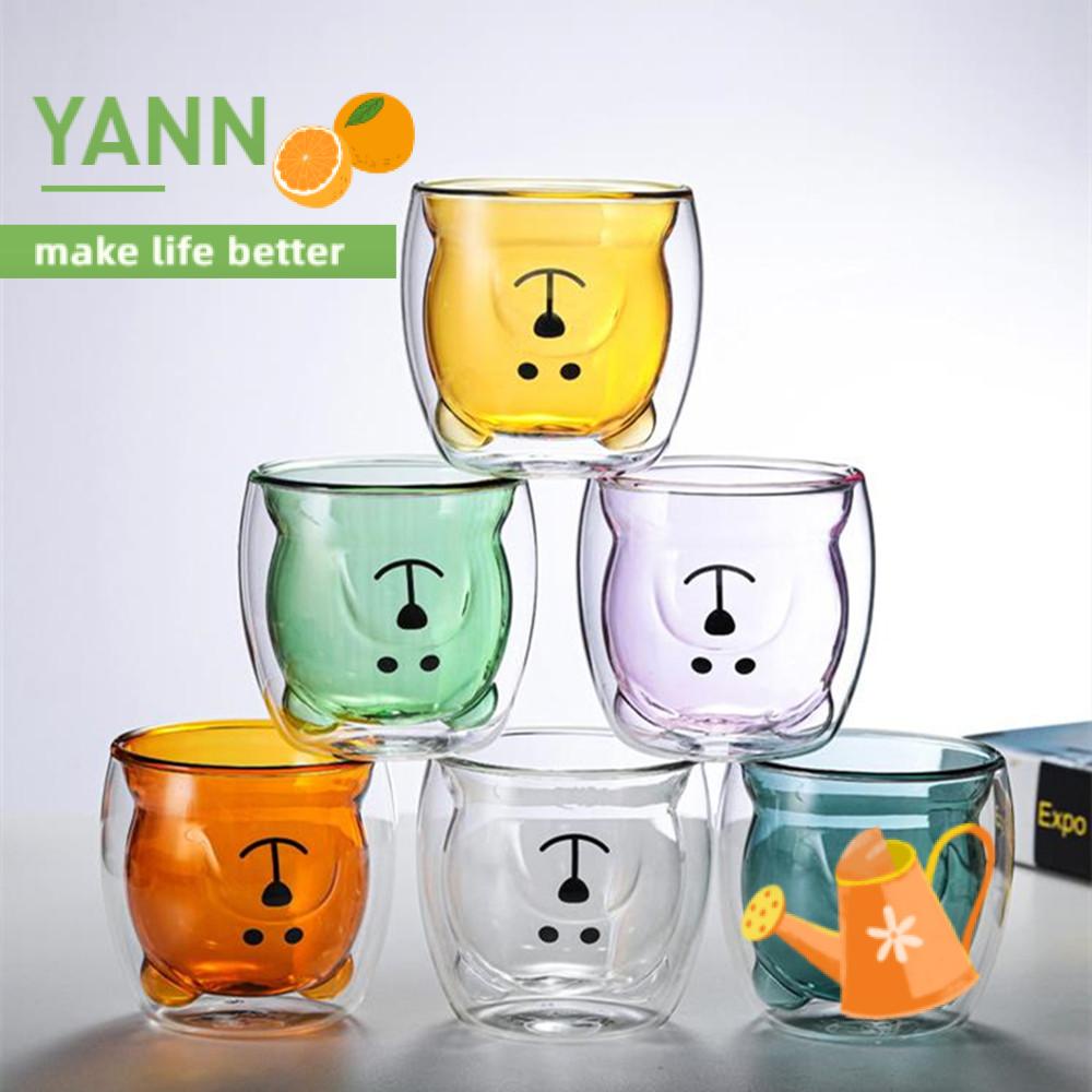 Cốc Thủy Tinh Uống Cà Phê Hai Lớp Họa Tiết Hoạt Hình Dễ Thương 300ML