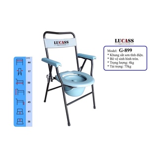 🌺Ghế Bô Vệ Sinh Không Bánh Xe: Lucass G-899🍄, (Bảo Hành 1 Năm Khung Sườn)