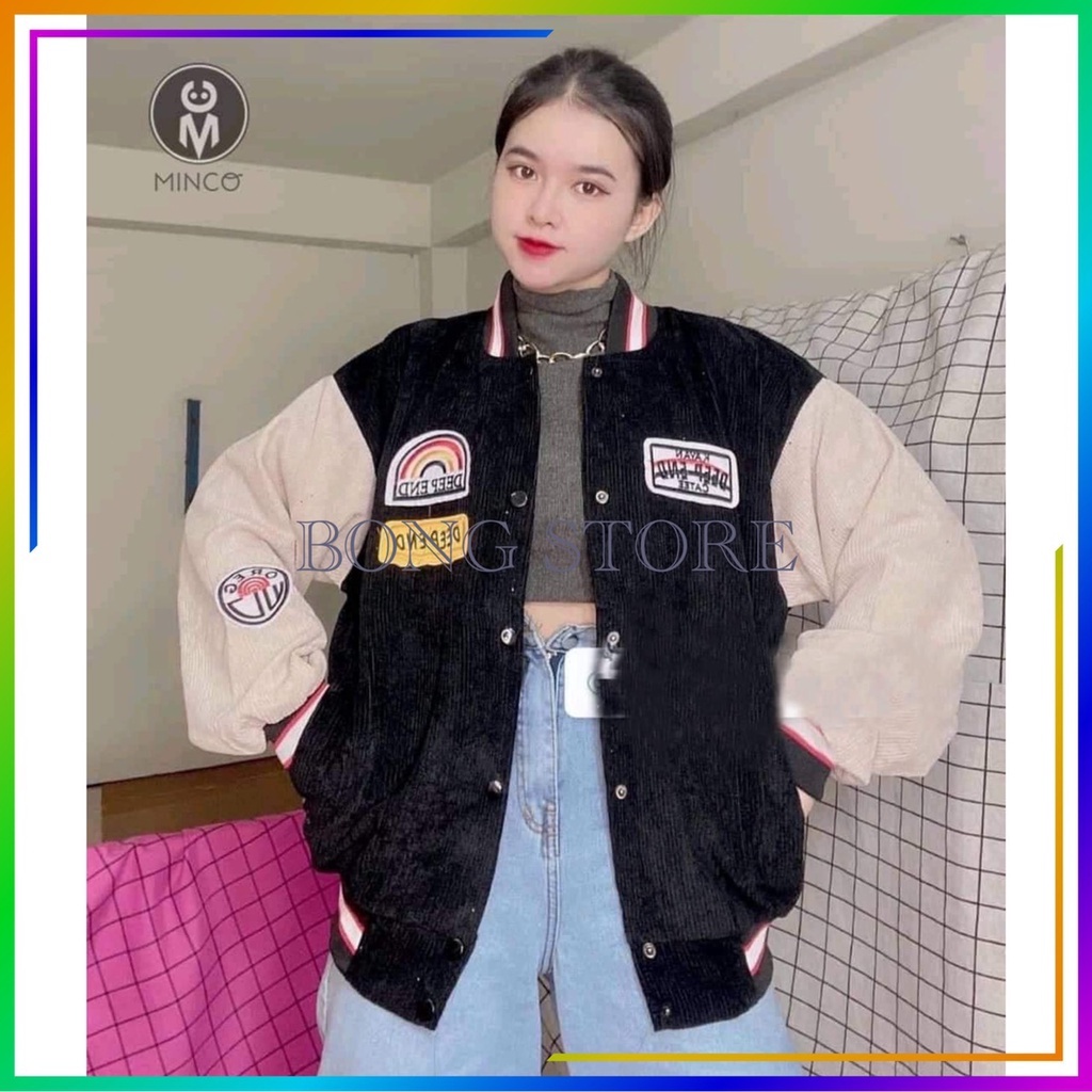 Áo Khoác Bomber Nữ, Áo Khoác Nhung Nữ In Hình Cầu Vồng Chất Nhung Tăm 4 Mầu Sắc Trẻ Trung | BigBuy360 - bigbuy360.vn