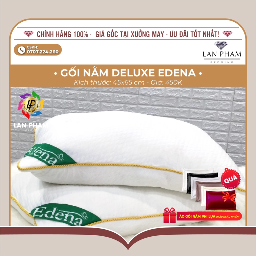 (Mua 1 Tặng 1) Ruột gối nằm Deluxe Edena 45x65cm - Chính Hãng Siêu Bền