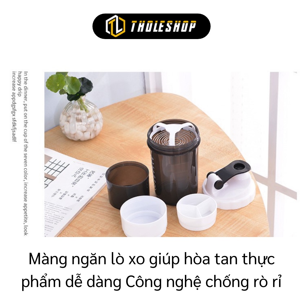 Bình Lắc Whey - Bình Nước Thể Thao, Tập Gym Đựng Protein 3 Ngăn 600ml Tiện Dụng 7875