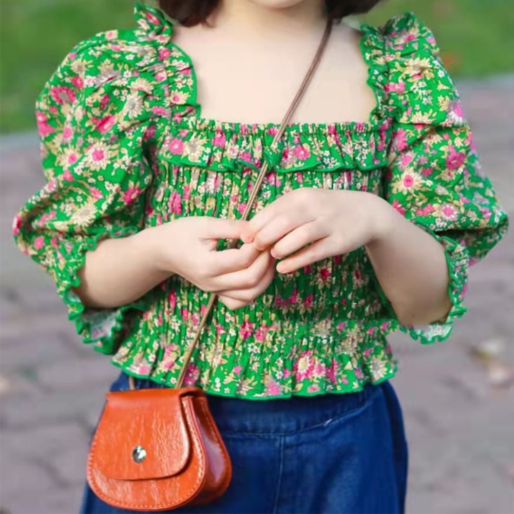 Set Áo Hoa + Quần Denim Dài Phong Cách Hàn Quốc Cho Bé Gái