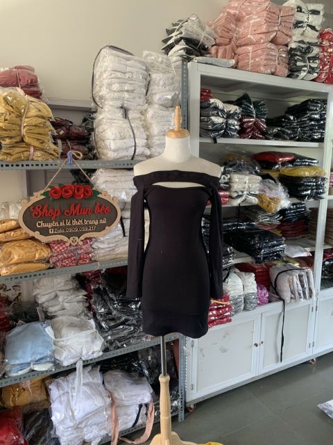 (HÌNH THẬT) Đầm Body Trễ Vai Tay Dài Khoét Ngực Mẫu Mới | BigBuy360 - bigbuy360.vn