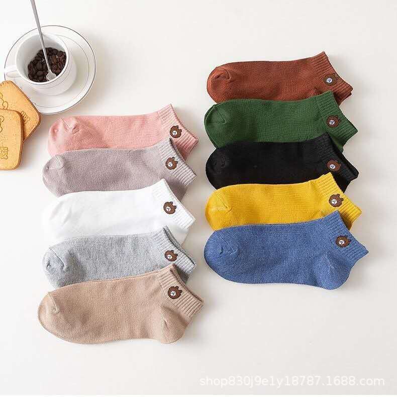 Tất vớ nam nữ họa tiết Gấu, sợi Cotton thoáng khí chống mồ hôi siêu bền