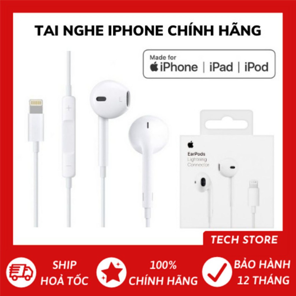 [ CHÍNH HÃNG ] Tai nghe iPhone EarPods with Lightning - Tai nghe Lightning  - Bảo hành 12 tháng Techstore