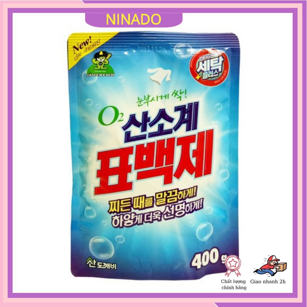 Bột giặt tẩy vết bẩn quần áo Oxygen Hàn Quốc 400g - diệt khuẩn sạch nhanh đều màu