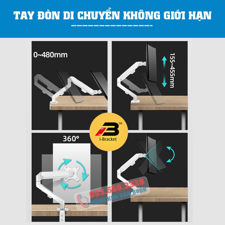 I-Bracket M5 / Giá treo màn hình 17 - 30 Inch / Tay treo màn hình / Lò xo khí nén
