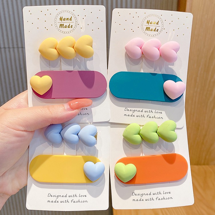 Kẹp tóc hình trái tim đơn giản thời trang mùa hè phong cách Nhật Bản độc đáo