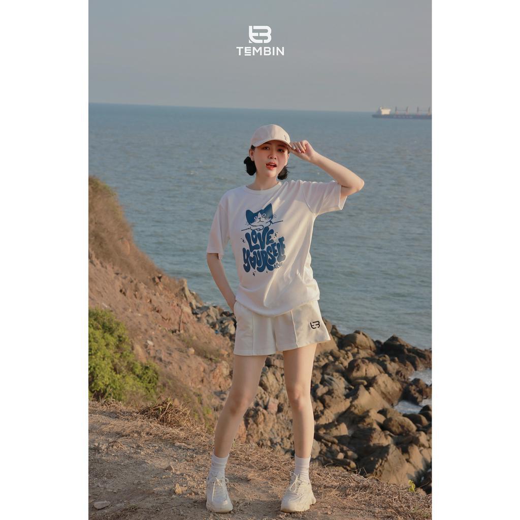 Áo Thun TEMBIN - Cat LoveYourself - Cotton - Local Brand