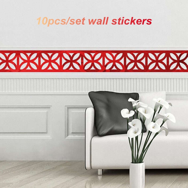 Set 10 Miếng Dán Tường 10*10CM Bằng Acrylic Trang Trí Nhà Cửa/Phòng Khách Hiện Đại