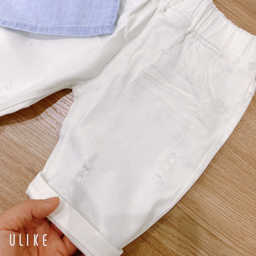 BOT05 - Bộ Bé Trai, bộ cộc Áo bò giấy nhẹ _ quần kaki co giãn cho bé từ 8-21kg, Richkid123
