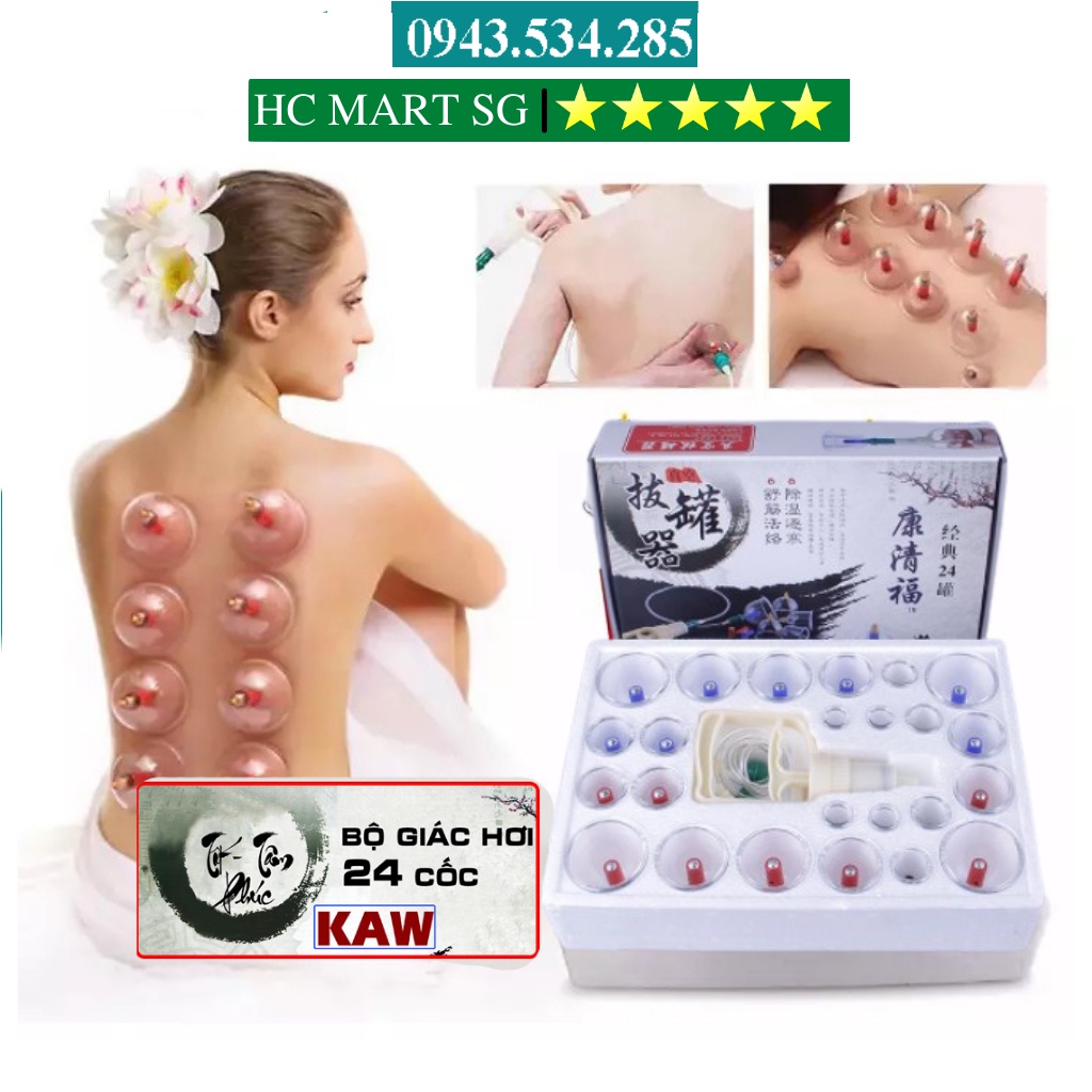 Giác Hơi 24 Ống Cao Cấp, Bộ Giác Hơi Không Dùng Lửa Giúp Thư Giãn, Phục Hồi Sức Khỏe, Giảm đa (24 Phụ Kiện)  {SIÊU SALE}