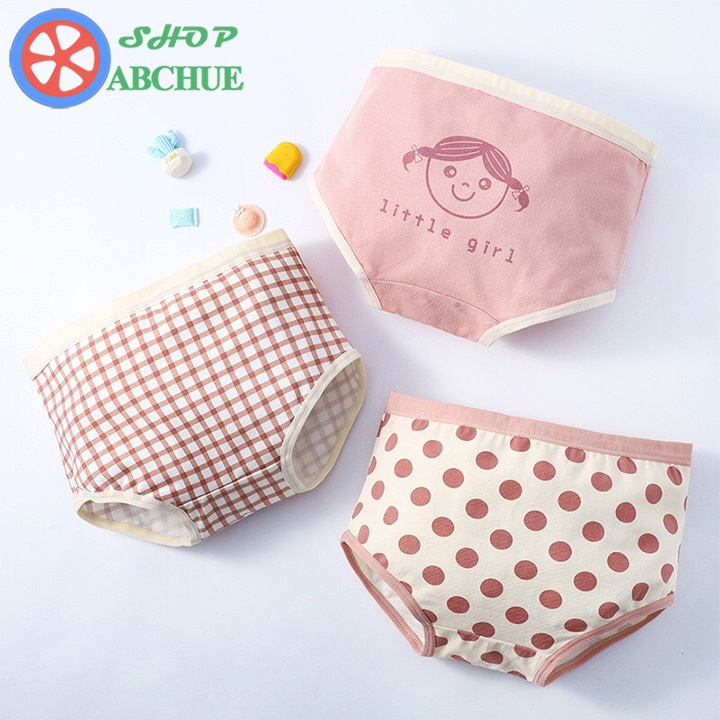 Quần chip đùi, tam giác cotton cho bé gái hình cô gái bé nhỏ dễ thương sét 3 chiếc