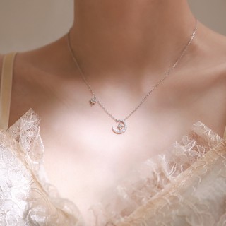 Dây chuyền trăng sao mùa thu đính hạt dễ thương