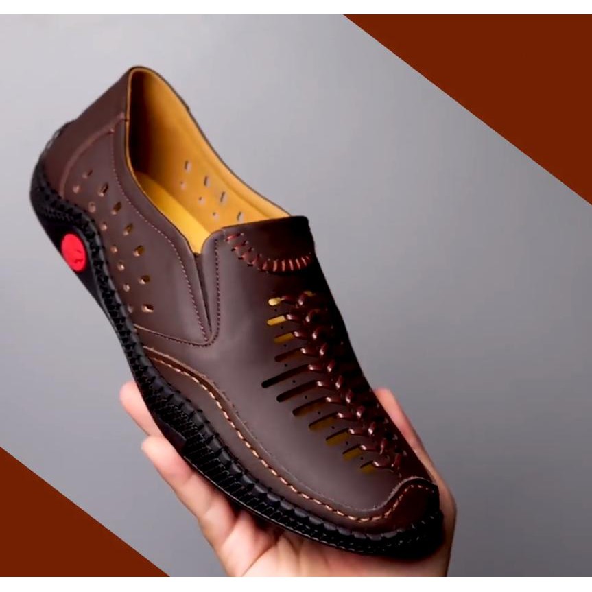 Giầy lười da hè thoáng khí 2021