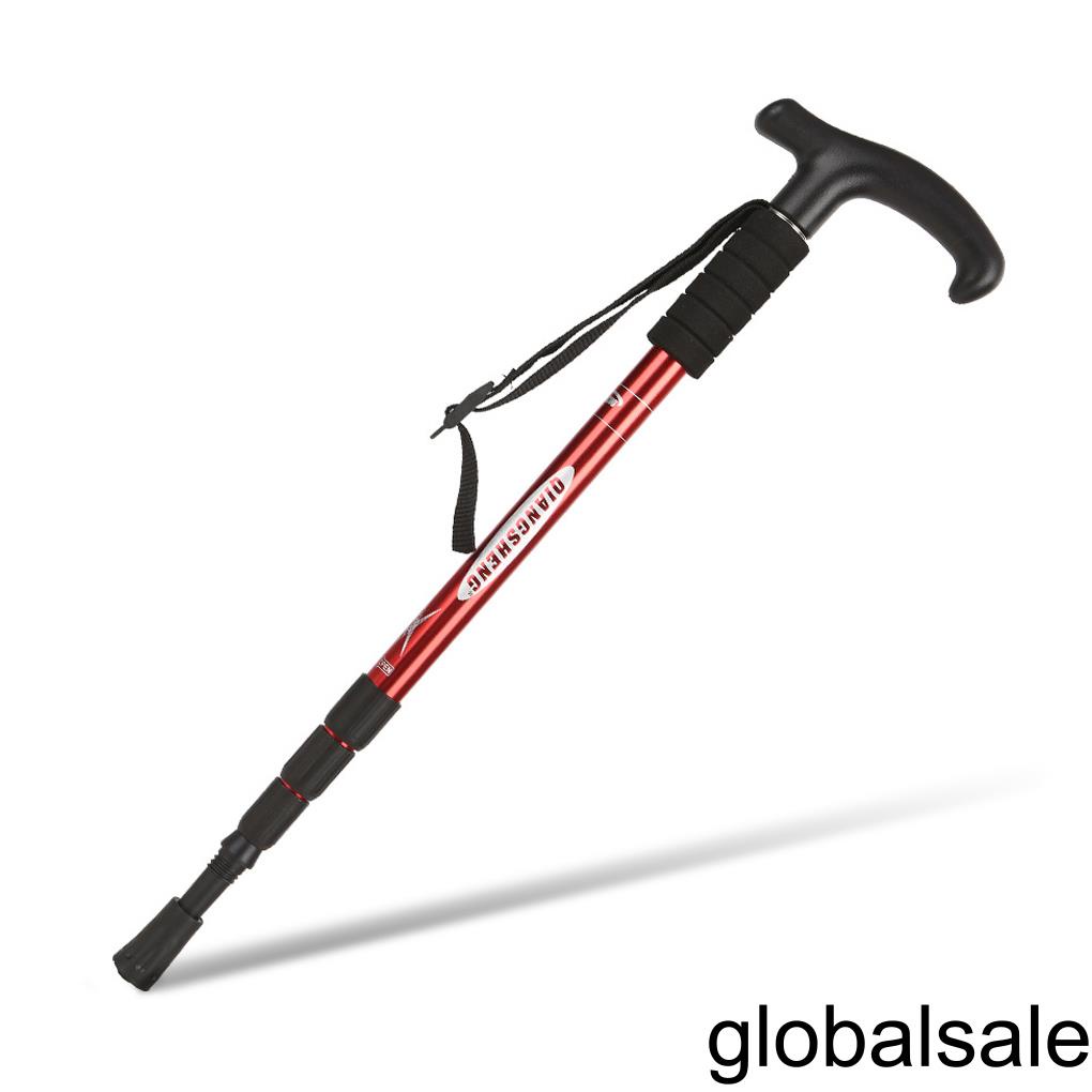 [Global] Trekking Poles Hiking Walking Sticks T Grip Mountaineering Backpacking Crutch Aluminum Alloy Anti-shock