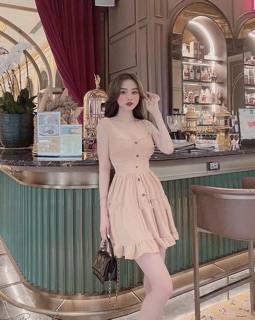 Váy 2 dây bản to đính cúc