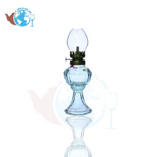 Bộ đèn dầu thủy tinh có chân cổ điển trang trí