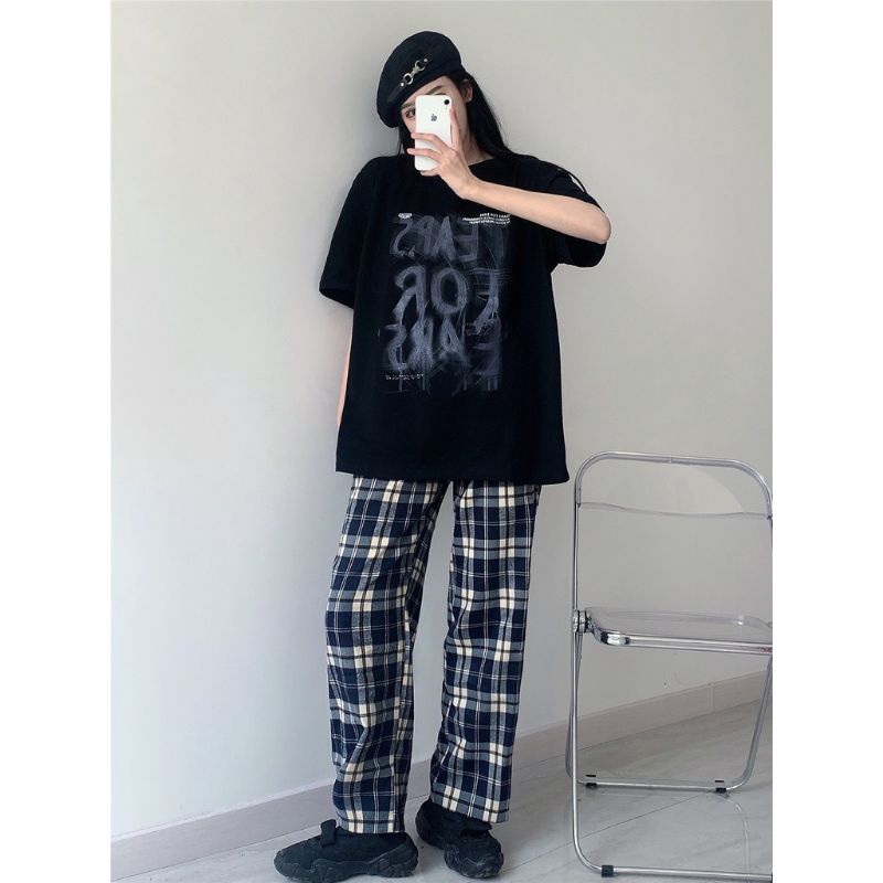 Áo thun chữ khói, AN MINH, chất cotton giãn 4 chiều dầy đẹp mịn mát, form thụng tay lỡ, nam nữ mặc được dưới 65kg