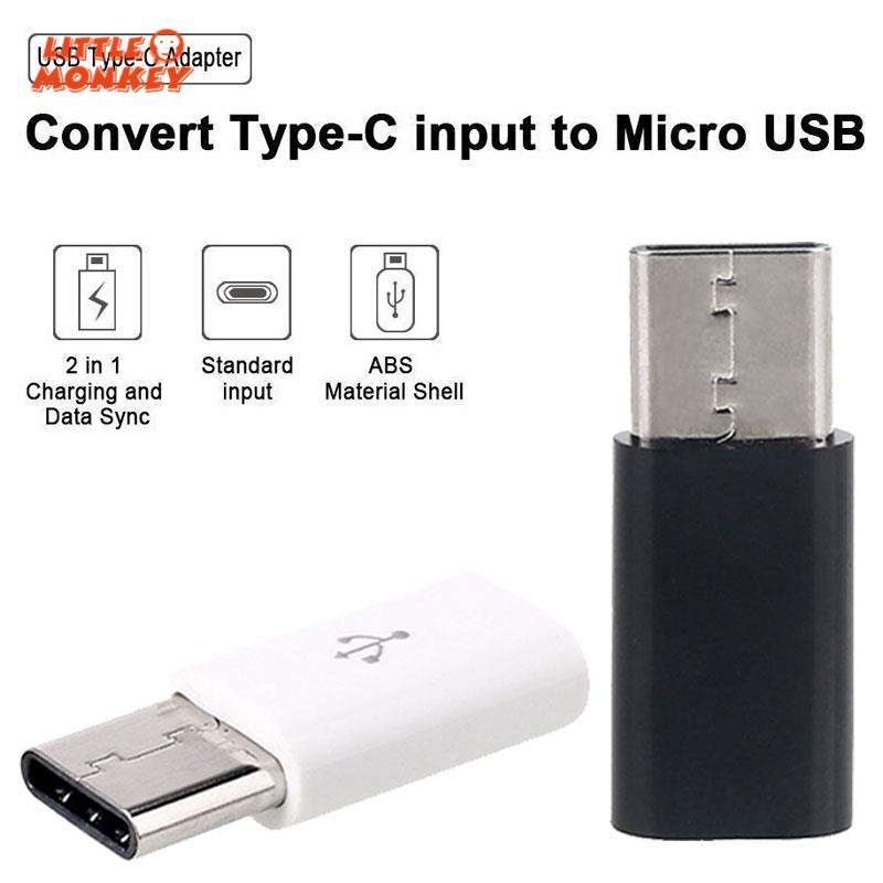 LIT Micro USB To Type C OTG Converter Data Transfer Micro USB To Type C OTG Adapter ABS Protable