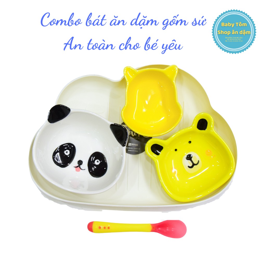 Combo bát ăn dặm gốm sứ cho bé NPP Baby Tôm