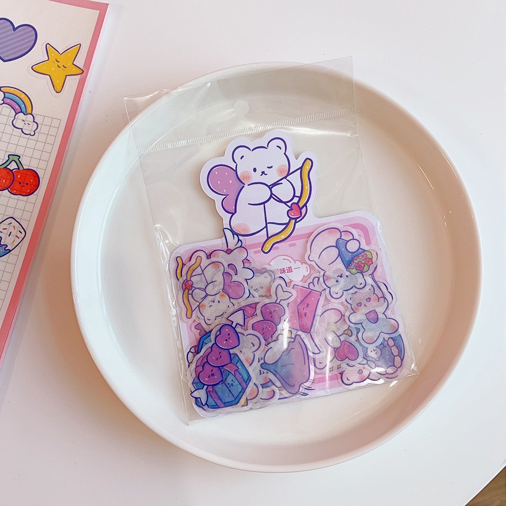 Set 40 stickers hình gấu dễ thương pvc chống nước - MiuSua