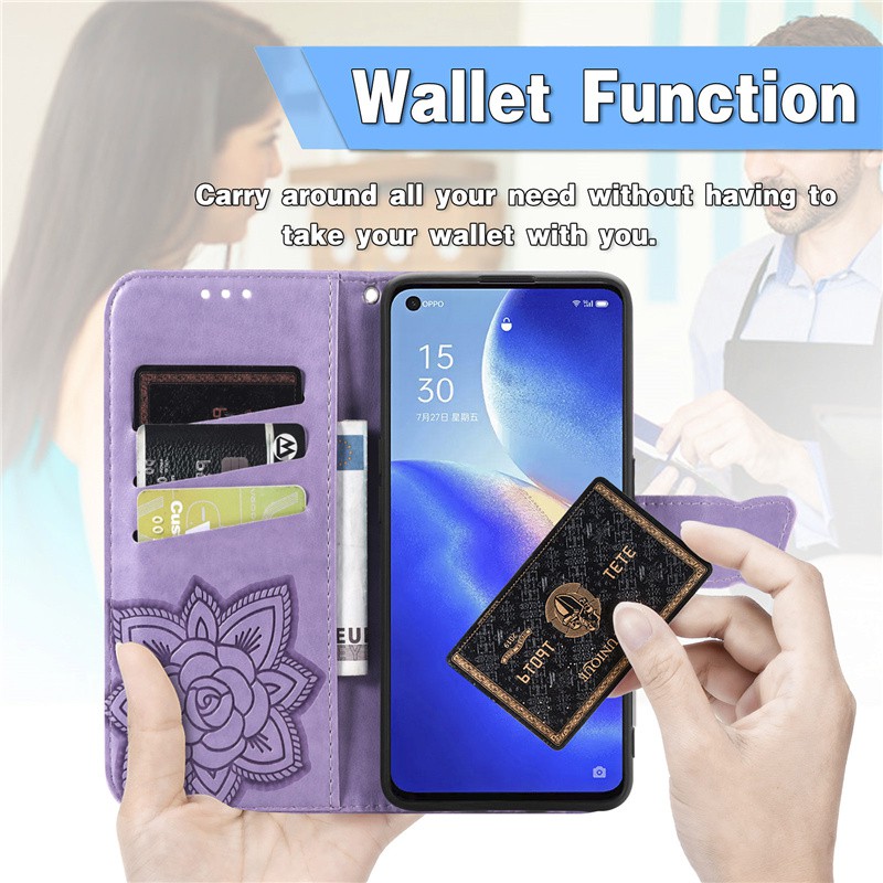 Bao Da Điện Thoại Dạng Ví Có Hình Bướm Thời Trang Cho Oppo A15 A15S A92S A93 Reno5 Reno5Pro Reno4Z Reno4F Reno 5 5pro 4z 4f Pro 5g | BigBuy360 - bigbuy360.vn