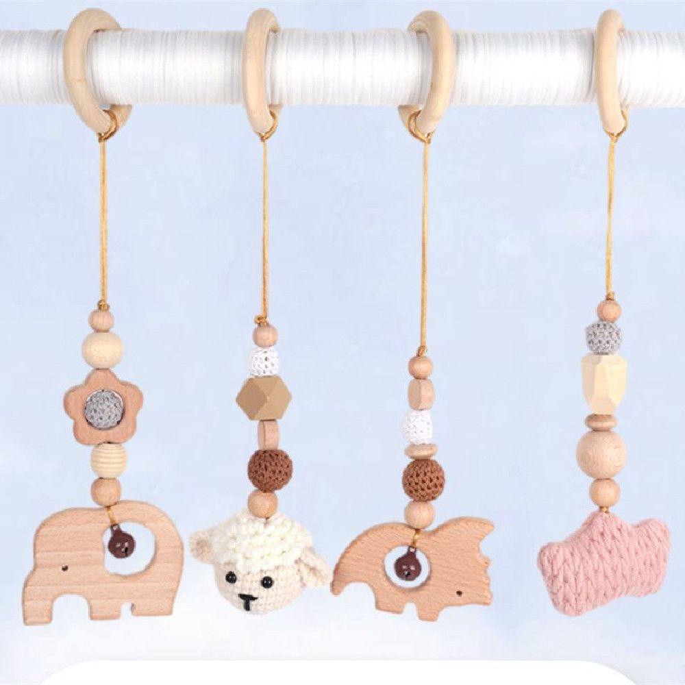 Bộ 4 Lục Lạc Gỗ Hình Thú Hoạt Hình Trang Trí Phòng Bé
