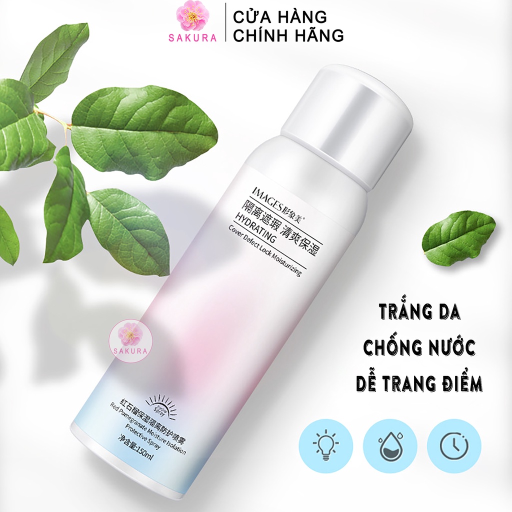 Xịt chống nắng trang điểm IMAGES makeup che khuyết điểm trắng da nội địa trung SAKURA 150ml