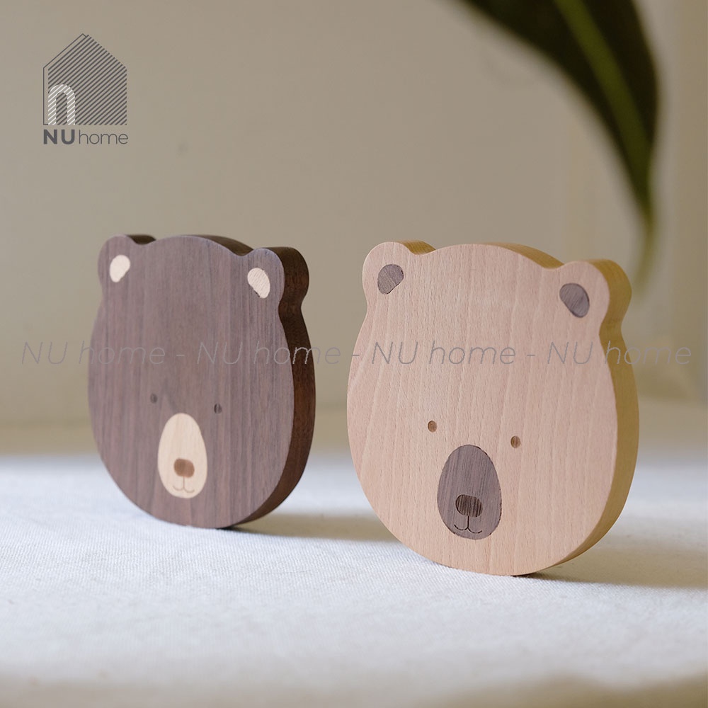 nuhome.vn | Đế lót ly hình gấu - Bina, được thiết kế đẹp mắt và dễ thương từ chất liệu gỗ tự nhiên cao cấp