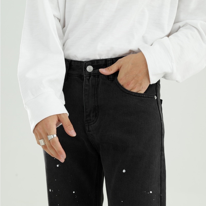 Quần jeans retro ống loe vảy sơn có chi tiết rách ống