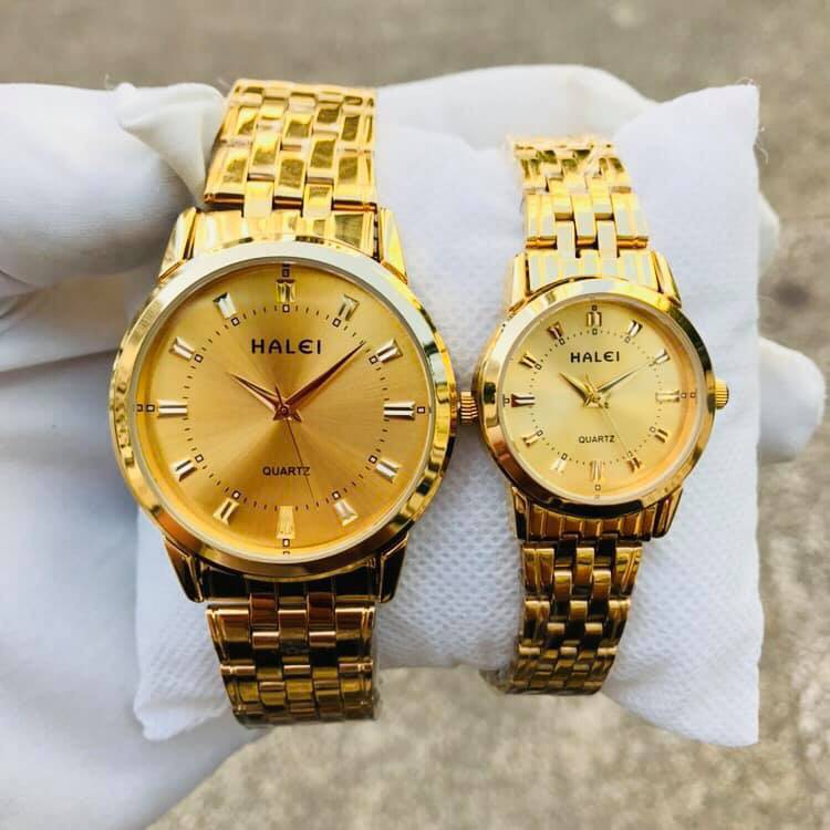 Đồng Hồ Nam Nữ HALEI H1d Dây Vàng Mặt Đen, Khung Thép Cao Cấp Lịch Lãm Sang Trọng [SIÊU GIẢM GIÁ] | BigBuy360 - bigbuy360.vn