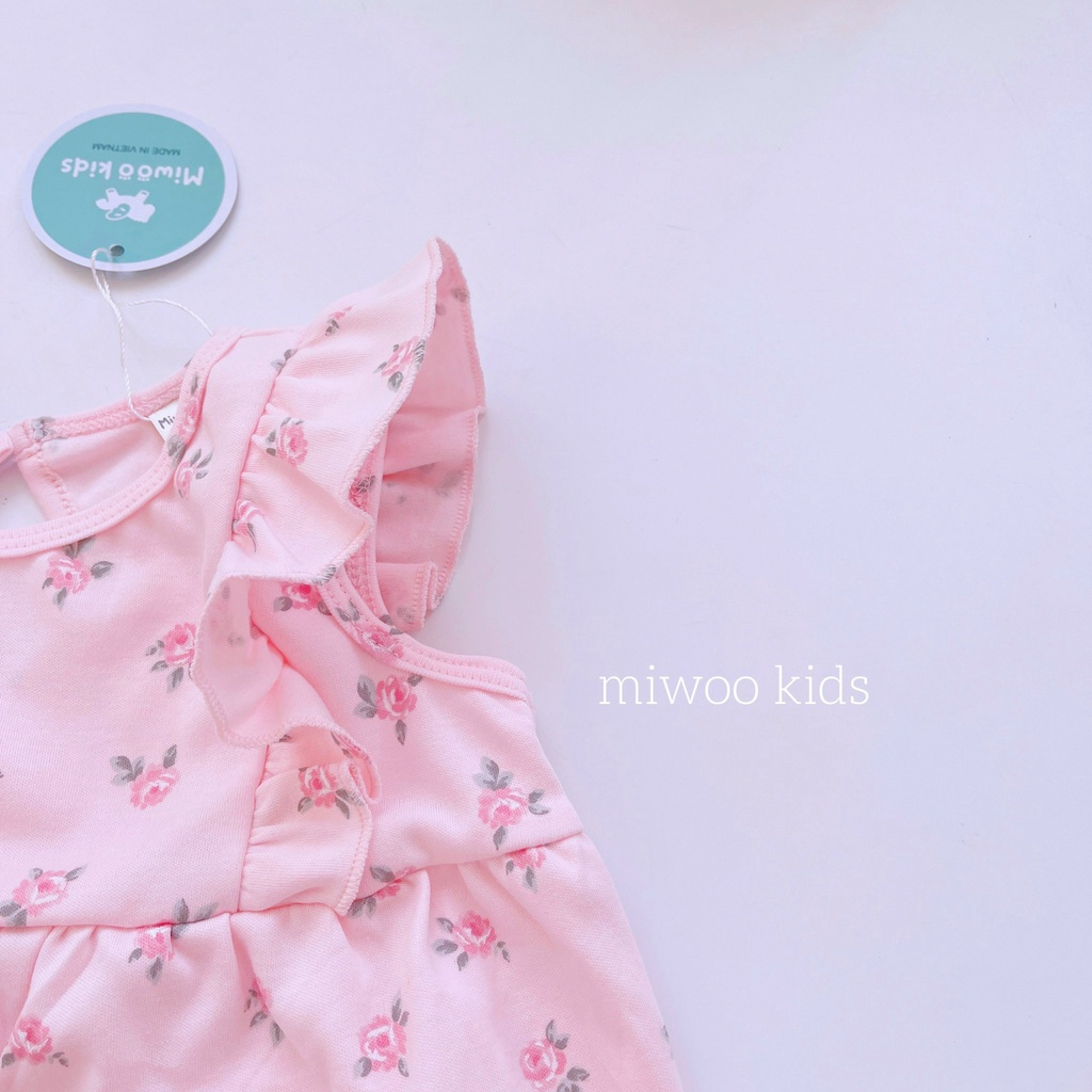 (8-24kg)Váy đầm thun cotton Miwoo Kids họa tiết đáng yêu cho bé gái(ảnh thật)