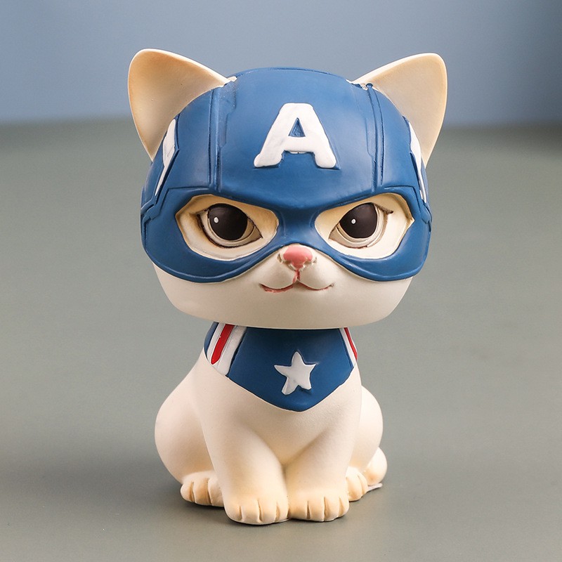 MARVEL DC Mô Hình Mèo Lắc Đầu Trang Trí Xe Hơi Phong Cách Âu Mỹ