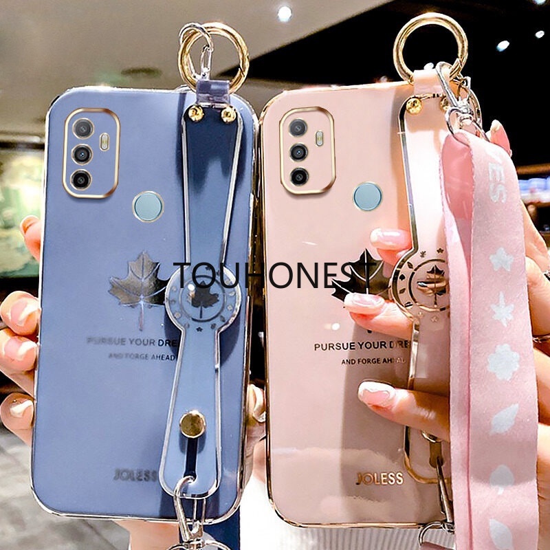 Casing OPPO Reno7 SE 7 Pro Case Oppo Reno 5 Cassing Reno4 SE Reno 4 Case Reno5 K Reno 5 Pro Plus Reno6 Z Reno3 Case Reno 3 A91 Wrist Strap Soft Silicone Rubber Phone Case Rope