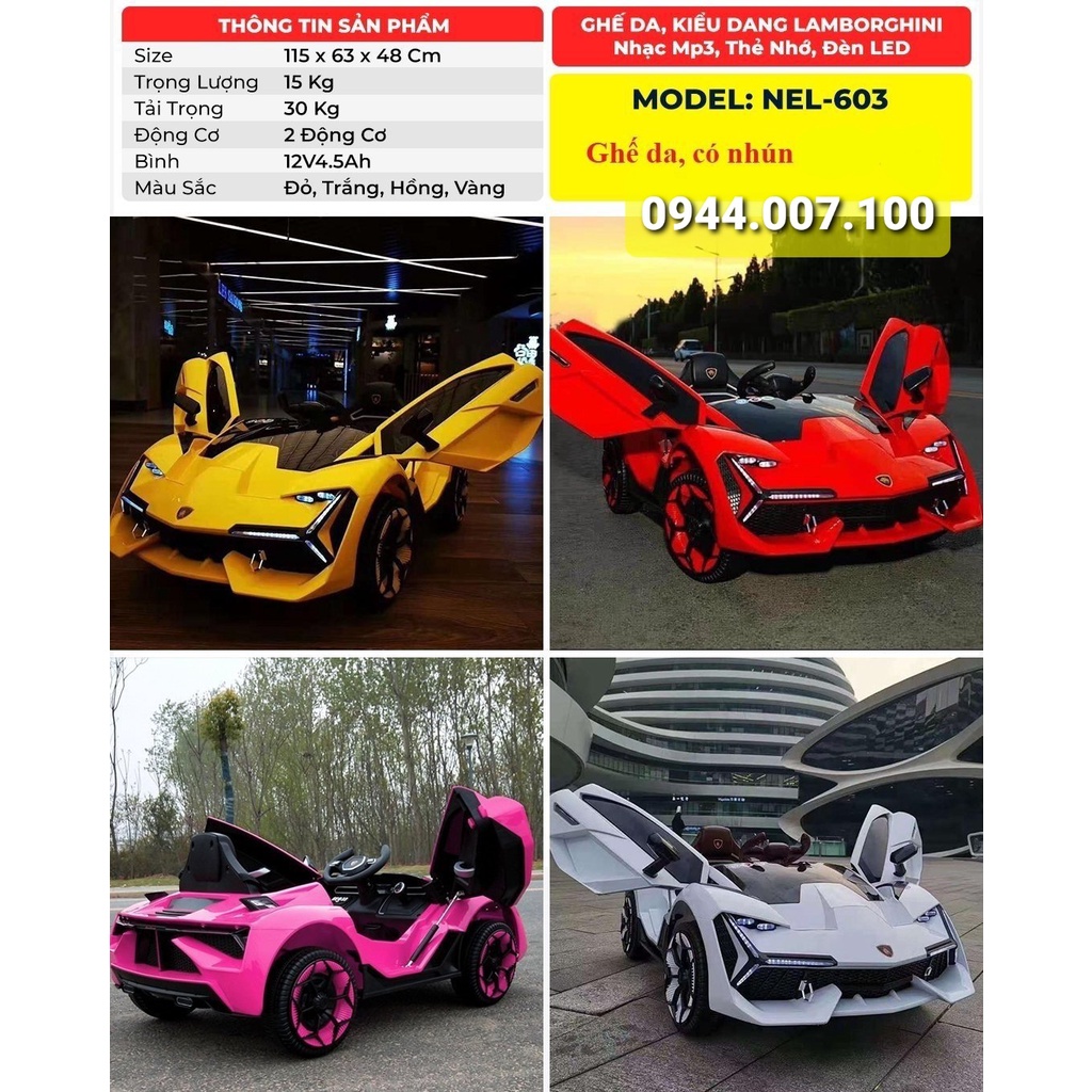 [Giao nhanh HCM] Siêu xe ô tô điện trẻ em Lamborghini NEL-603