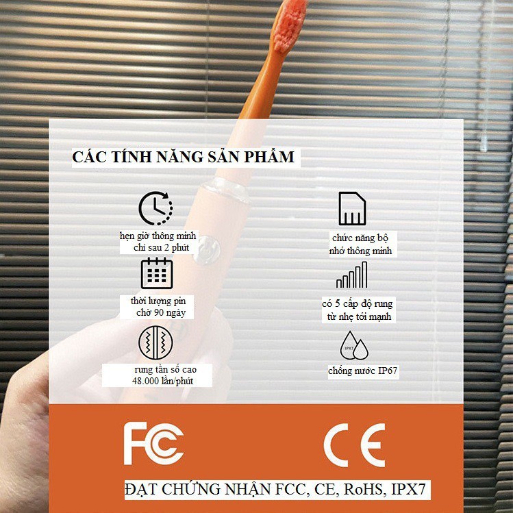 Bàn Chải Điện Tự Động Đánh Răng Rung 5 Chế Độ Cao Cấp Sang Trọng Chính Hãng