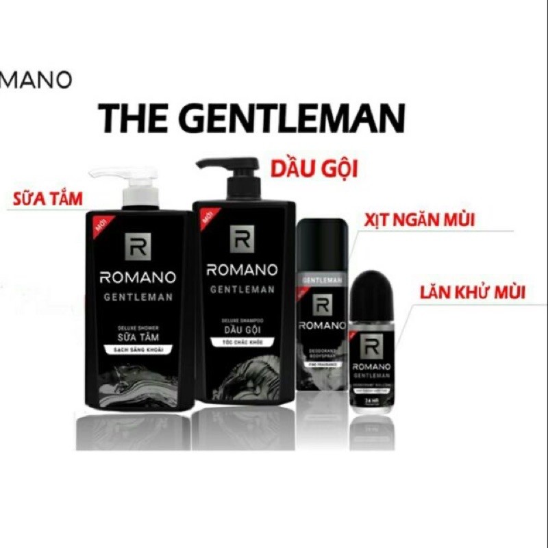 (Combo Gentleman) Sữa tắm-Dầu gội 650g, xịt 150g và lăn 50ml(như hình)